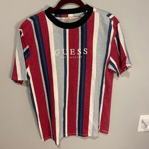 Guess Originals Vintage 90s Vertical Stripes Oversized XS Short Sleeve Shirt